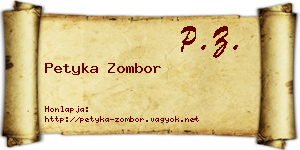 Petyka Zombor névjegykártya